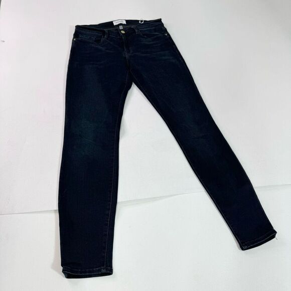 Frame Jeans Womens 29 Blue Dark-Wash Le Skinny De Jeanne Straight-Leg Denim Y2k - Picture 1 of 9